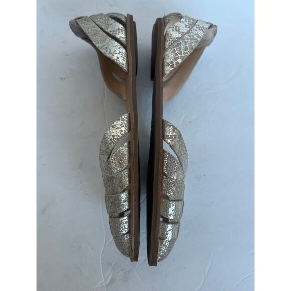 Vince Camuto Reta Woven Silver Leather Croc Embossed D'Orsay Flat Shoes Sz 9M - Picture 5 of 10